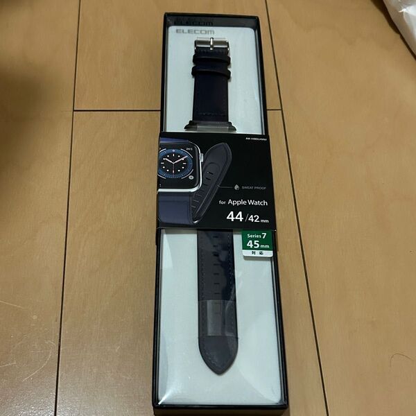 エレコム Apple Watch バンド 44/42mm 45mm ネイビー 未使用