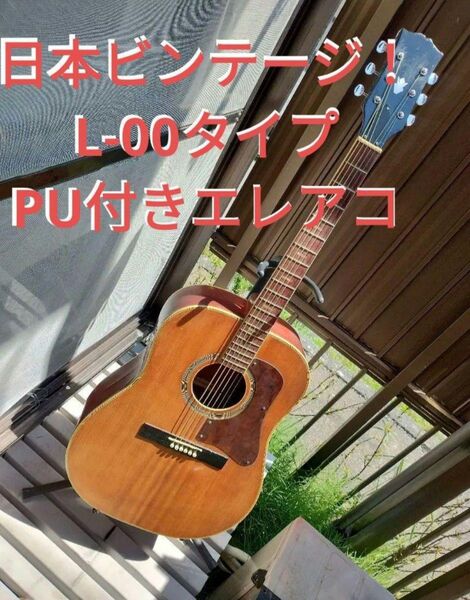 ビンテージ! L-00タイプ PU付きエレアコ G社ロゴシール2枚付き