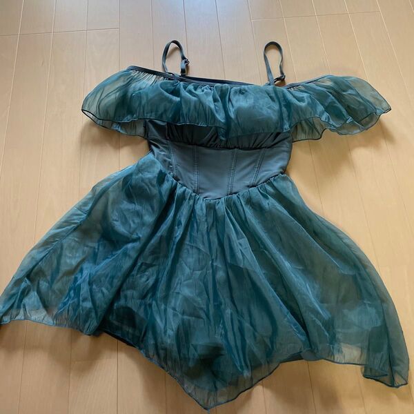 中古 M 水着 スイムウェア ハウスクリーニング済み ワンピース水着 くすみグリーン