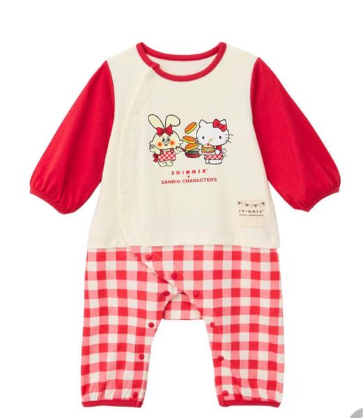 SWIMMERxサンリオキャラクターズ プリント長袖前開きカエルロンパース 80cm ロンパース ベビー服