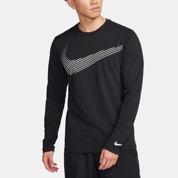 定価6380★新品未使用 ナイキNIKE ロンT DF フラッシュ L/S Tシャツ メンズ XLサイズ Oサイズ 黒 ブラック