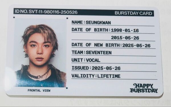 SEVENTEEN 5th 「HAPPY BURSTDAY」BURSTDAY CARD スングァン