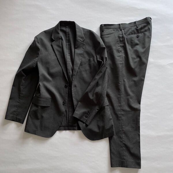 UNIQLO メンズ セットアップ 春夏秋物 シングル スーツ ウォッシャブルセットアップ グレー SLIM FIT