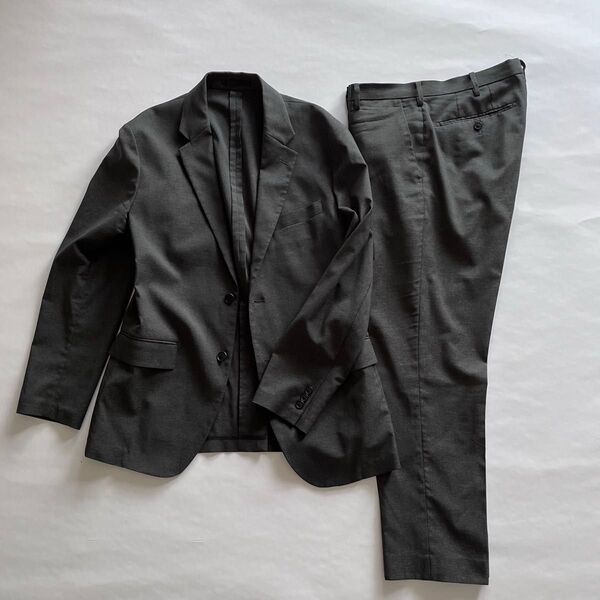 UNIQLO メンズ セットアップ 春夏秋物 シングル スーツ ウォッシャブルセットアップ グレー SLIM FIT