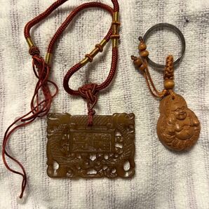 開運 七福神 布袋様 キーホルダー 細工彫刻 瑪瑙 お守り 龍 ネックレス
