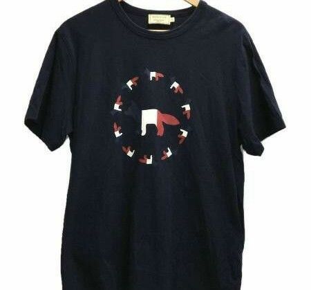 メゾンキツネ トリコロール Fox フォックス Tシャツ S ネイビー
