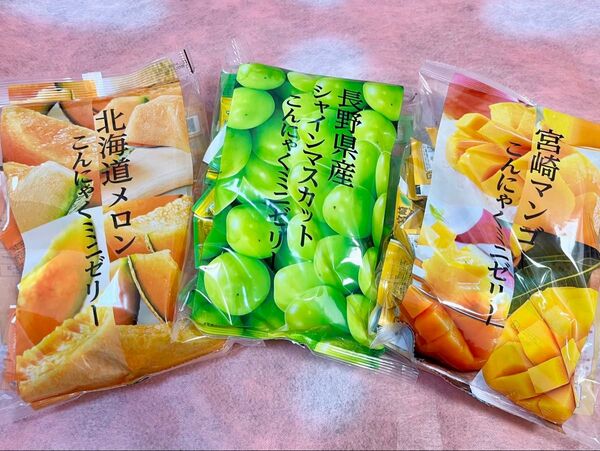 こんにゃくパーク ミニゼリー 500g×3袋 宮崎マンゴー シャインマスカット 北海道メロン