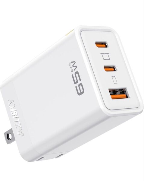 PD USB充電器 65W GaN Type C 急速充電器 高速充電器 PD対応 USB-C×2 & USB A 3ポートGaN