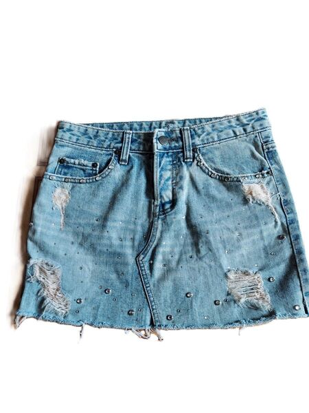 CECIL McBEE セシルマクビー◎ ダメージ加工ビジュー付き デニムスカート M