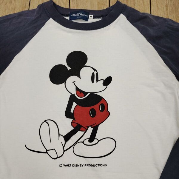 ミッキーマウス 白足 ラグラン ロングTシャツ ロンT ユニセックス ヴィンテージ