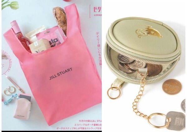 ゼクシィ 2025年 6月号付録 JILLSTUART エコバッグ&ストラップ付きポーチ2点SETとムーミン マルチ コインケース