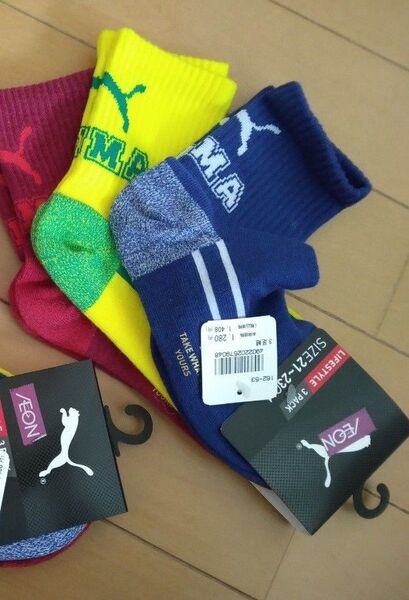新品未使用、21~23、3足セット、PUMA プーマ 靴下