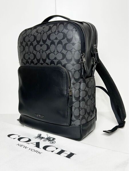 【美品】定価6万 コーチ メンテ済み COACH メンズ ビジネス レザー バッグ ブリーフケース バックパック リュック 本革