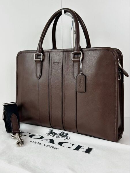 【良品】定価9.6万 コーチ メンテ済み COACH メンズ ビジネス バッグ ブリーフケース ショルダー 2way レザー