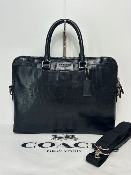 【良品】定価5.9万 コーチ メンテ済み COACH メンズ ビジネス バッグ ブリーフケース ショルダー 2way レザー 本革