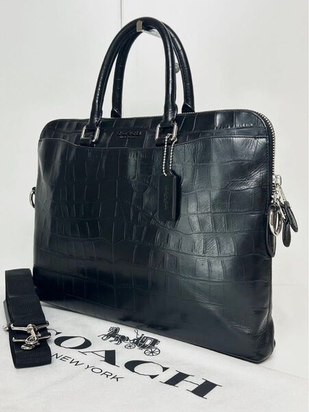 【良品】定価5.9万 コーチ メンテ済み COACH メンズ ビジネス バッグ ブリーフケース ショルダー 2way レザー 本革