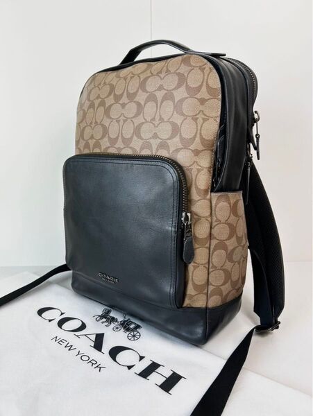 【良品】定価6万 コーチ メンテ済み COACH メンズ ビジネス レザー バッグ ブリーフケース バックパック リュック 本革