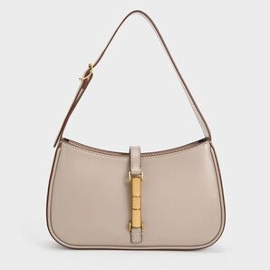 新品 完売品レア Charles&keith Cesia セシア ベルトバッグ トープ ミニバッグ ゴールド 保存袋 付属品付き