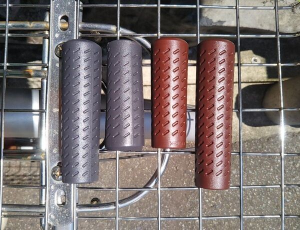 自転車用品 お得な②セット♪ シフト(アシスト自転車対応) グリップ ロング&ショート 【ダークブラウン&グレー(濃茶&灰色)】