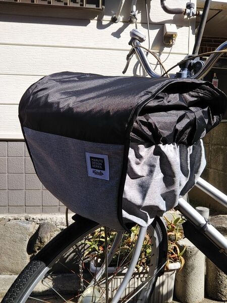 自転車用品 電動アシスト車にも♪前カゴ用 2段式バスケットカバー〔Step 〕【杢グレー】防水・色落ちしづらい生地 MARUTO
