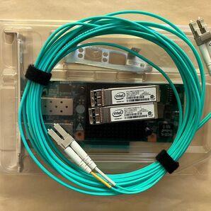 動作美品X520-DA2 10G 純正intel SFP+ 2個 LC-LCファイバ5m セート