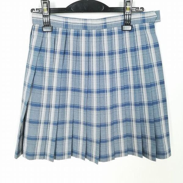 超可愛い 水色チェック 絶版 JKコスプレ 本物制服 スクールスカート 夏物 w63-丈45 中学 ミニ丈 ミニスカ JK JC