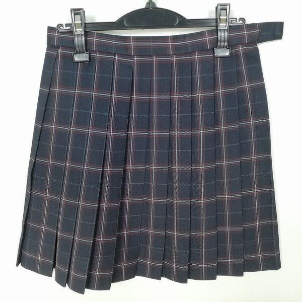 JKコスプレ かわいい 紺 赤チェック スクールスカート 冬物 W66 L46 中学 高校 プリーツ 制服 女子