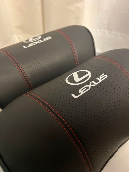 【週末値下げ】【新品・未使用】【2個セット】レクサスロゴ 車用 ヘッドレスト 首枕 クッション 快適低反発車載首枕 ネックパッド