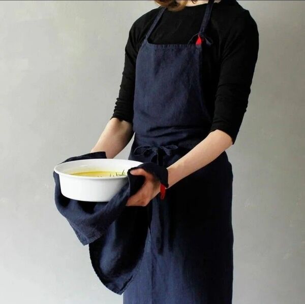 リネンエプロン カフェ おしゃれエプロン 機能的 男女兼用