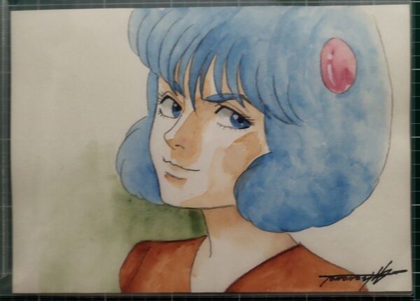 直筆イラスト:作者直筆サイン入り キャラクターデザイン&作画監督:湖川友謙 画 アニメ 伝説巨神イデオン キッチ・キッチン 水彩画