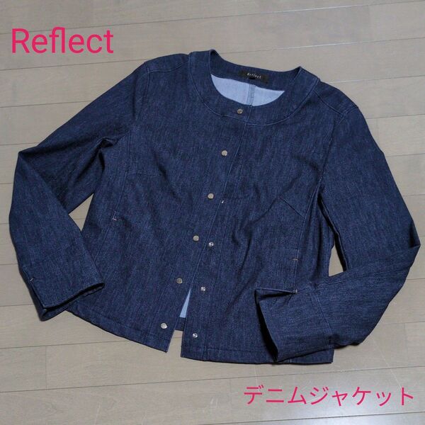 Reflect デニムジャケット ノーカラー ネイビー