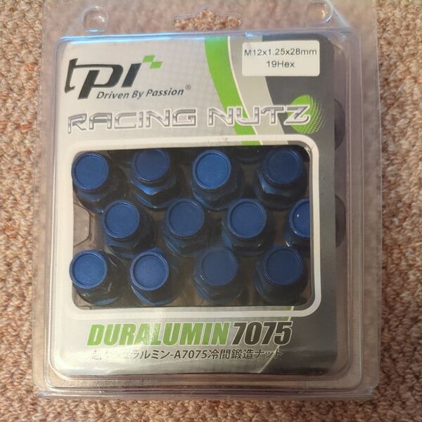 tpi DURALUMIN 7075 冷間鍛造ナット M12×P1.25 28mm 19HEX ブルー 20個