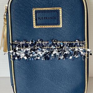 雑誌付録 H.P.FRANCE ポーチ ネイビー 金色フリンジ付き