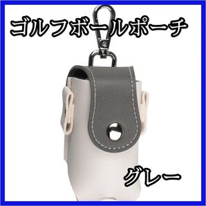 グレー ゴルフボールケース ボールポーチ ティー4本&ボール2個収納