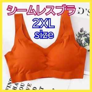 2xl シームレス オレンジ ナイトブラ ノンワイヤー レディース