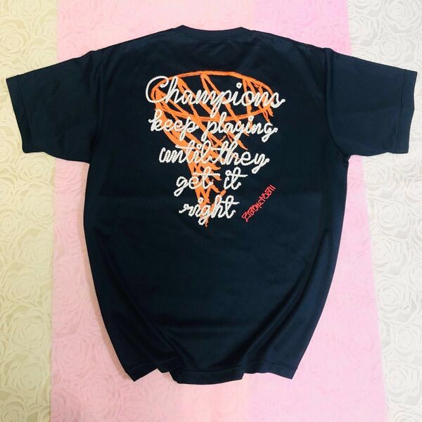 ネイビーブルー Oサイズ(Lのひとつ上のサイズ) / プリント文字半袖tシャツ☆男女兼用