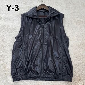 Y-3 ワイスリー ナイロン ベスト 黒 ブラック 背面ライン ヨウジヤマモト adidas ナイロンベスト