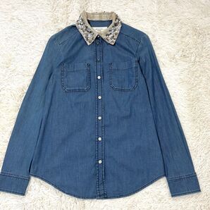 WEEKEND MaxMara ウェークエンド マックスマーラ 2way デニムシャツ ブラウス ビジュー ラインストーン