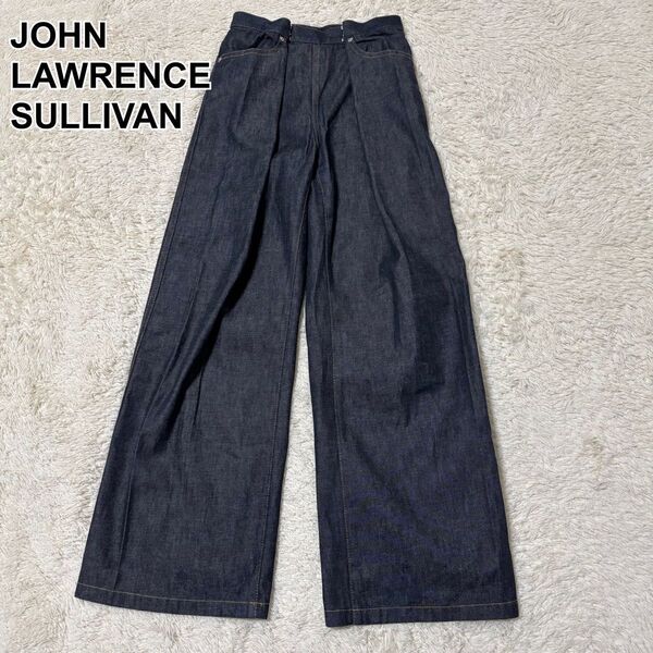 JOHN LAWRENCE SULLIVAN ワイドデニムパンツ バギーパンツ 黒 ブラック ブーツカット ハイウエスト