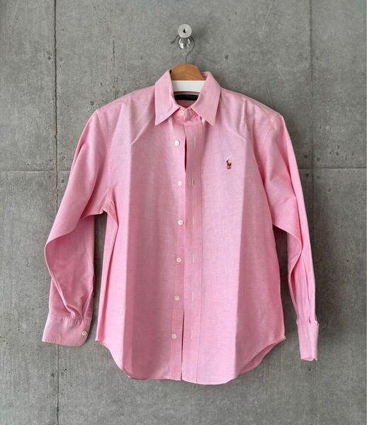 ラルフローレン コットンシャツ 長袖 Yシャツ ピンク 7号 S Ralph Lauren ボタンダウンシャツ