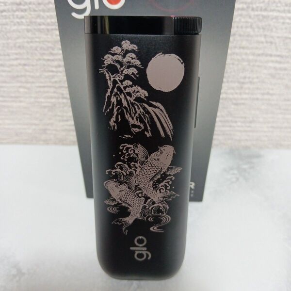 鯉 滝登り 水墨画 デザイン glo HYPER グロー ハイパー グラファイト ブラック 黒 和柄 和彫り レーザ加工