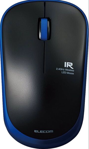 エレコム マウス ワイヤレス (レシーバー付属) Mサイズ 3ボタン 静音 IRセンサー 省電力 ブルー M-IR07DRSBU
