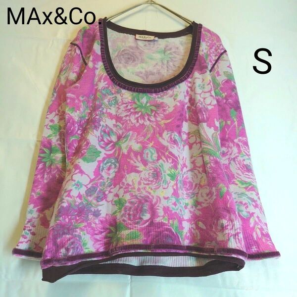 MAx&Co. フラワープリント 長袖 カットソー S 花柄 マックスアンドコー