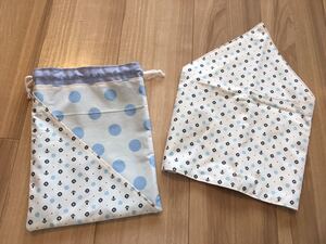 ●ハンドメイド●マリン*イカリ 三角巾*巾着袋