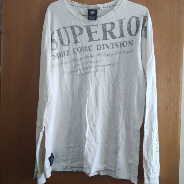 長袖 カットソー ロンT ホワイト Tシャツ プリント 長袖Tシャツ 白