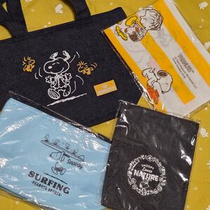 SNOOPY スヌーピー 保冷バック、デニム保冷バック、手ぬぐい、ミニ巾着 非売品