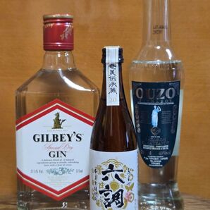 ●GILBEY'SGIN37.5%375ml●OUZO40%200ml(ギリシャのお酒)●黒糖焼酎六調 20度100ml オマケ付