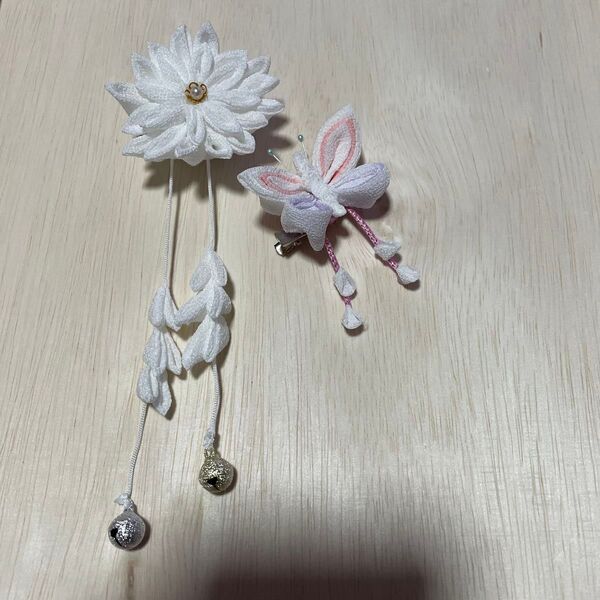 七五三髪飾り 夏祭り ヘアアクセサリー ちりめん細工つまみ細工 髪飾り 2個セット ハンドメイド