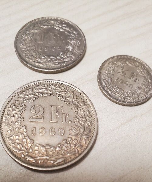 スイス銀貨 ヘルヴェティア スタンディング 2フラン 1フラン 1/2フラン SV835 古銭 銀貨 硬貨 コイン
