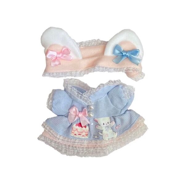 20cmぬいぐるみ用 着せ替え服 ぬい服 コスチューム ワンピース ドレス 動物園 2点セット 2色